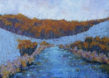 Nose hill pond-Oil Pastel Painting