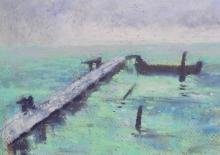 Belize Dock-Oil Pastel Painting