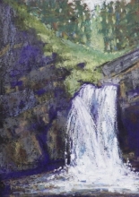 Miners Path Waterfall-Oil Pastel Painting