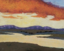 Oldman Sunset No2-Oil Pastel on Canvas Board
