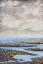 Storm Over Estuary- Oil Pastel Painting