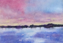 Winter Pink Sky-Oil Pastel Painting