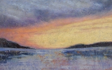 Chinook Over Lake-Oil Pastel Painting