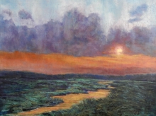 Orange Sky - Oil Pastel Painting