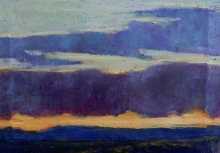 Purple And Blue Clouds- Oil Pastel Painting