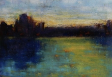 Across The Lake - Oil Pastel Painting