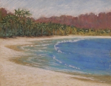 Tropical Beach - Oil Pastel Painting