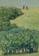 Two Pines Up Top -Oil Pastel Painting