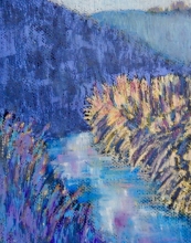 Winter Riparian Oil Pastel Painting