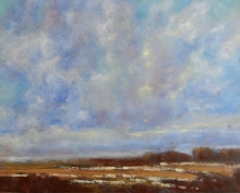 January Blues - Oil Pastel Painting