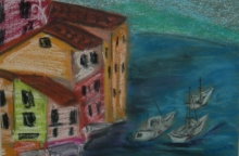 Portofino Boats- Soft Pastel Painting