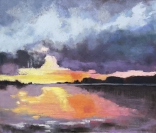Setting Sky of Water-Soft Pastel Painting