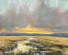Evening Sky Over Marsh- Soft Pastel Painting