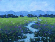 Spring Mountain Field-Soft Pastel Painting