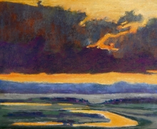 Sunset Oldman River Basin - Soft Pastel Painting