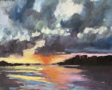 Sunset Over Crowsnest Lake - Soft Pastel Painting