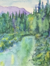 Mountain Pond -Watercolour Painting