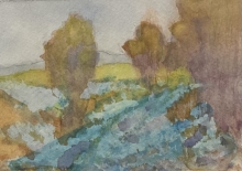 Early Winter Nosehill- Watercolour Painting
