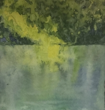 Golden Light on Forest Pond - Watercolour Painting