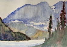 Mountain Lake Pine - Watercolour Painting