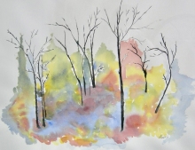 Winter Poplars - Watercolour Painting